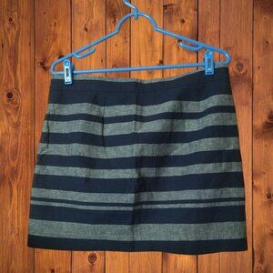 GAP Size 4 Striped Lined Skirt Mini Office Preppy Academia Blue Gray Classic